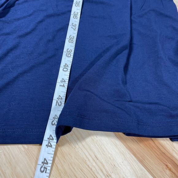 Eileen Fisher NWT Mock Neck Drawstring Tie Waist Dress Navy Size L Sleeveless - Picture 9 of 9